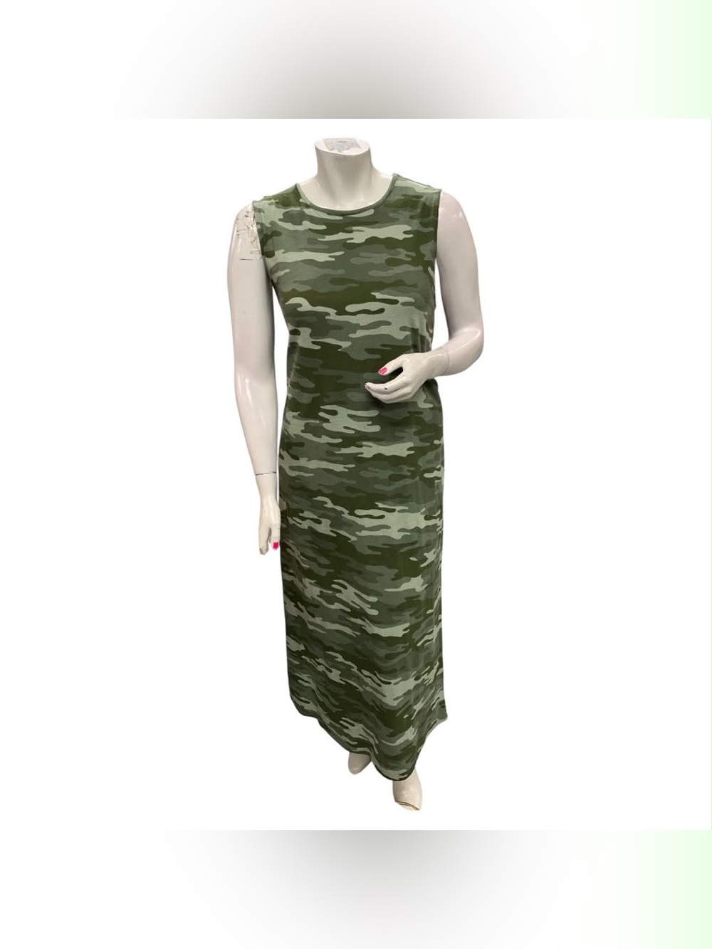 Style & Co. Olive Green Camouflage Maxi Dress Size XL